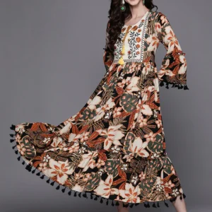 Multi Embroidered A-Line Ethnic Dress