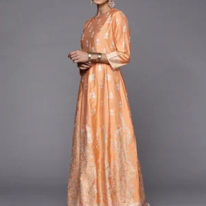 Peach Printed A-Line Dresses
