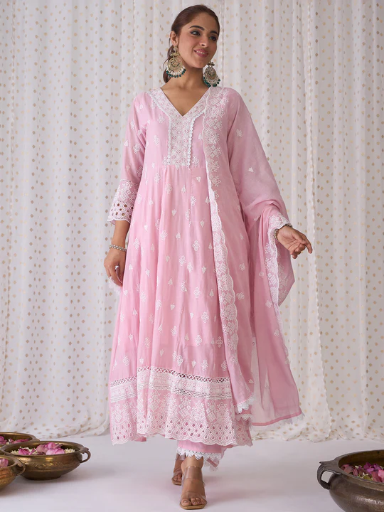 Pink Embroidered Anarkali