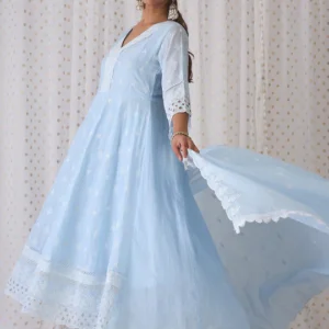 Blue Embroidered Anarkali Kurta