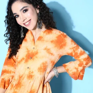 Rust orange dyed A-line dress