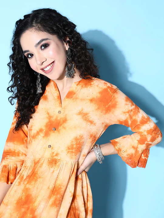 Rust orange dyed A-line dress